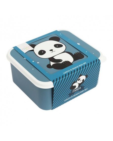A little lovely company Σετ 4 Δοχεία Φαγητού Lunch & Snack Box Panda