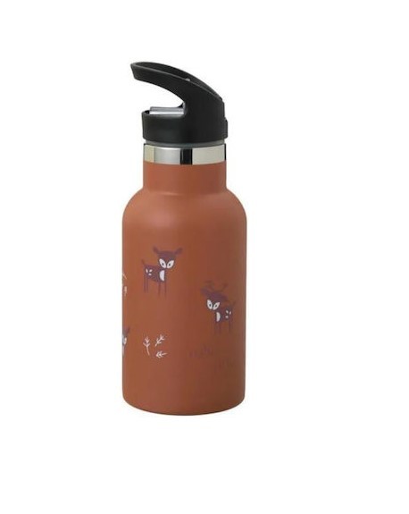 Fresk Ανοξείδωτο Παγούρι Θερμός με Καλαμάκι Deer Amber σε Καφέ χρώμα 350ml